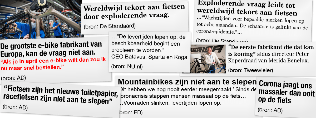 Grote schaarste door exploderende vraag naar fietsen