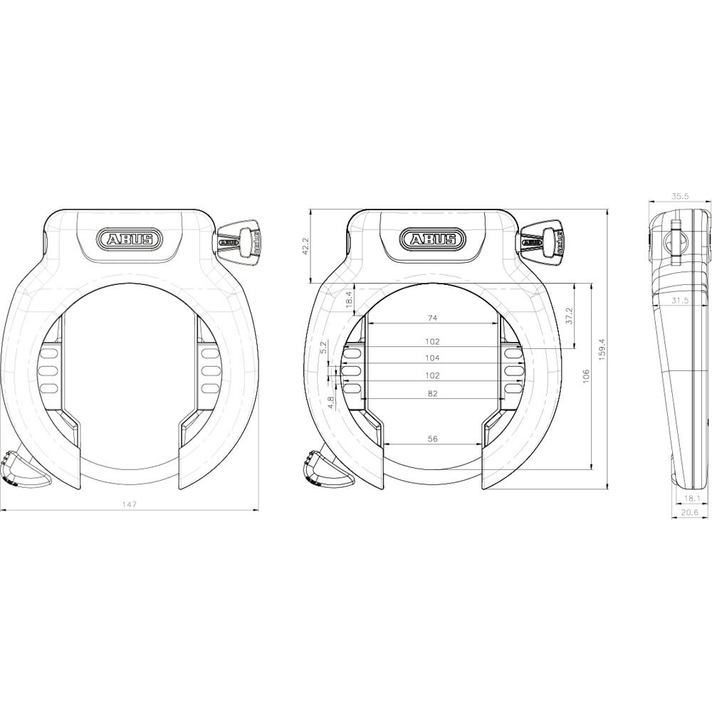 ABUS Unisex - Volwassenen 4750SL NR BK OE framesloten, effen kleuren, universeel