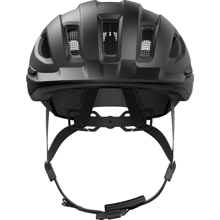 ABUS Stadthelm Urban-I 4.0 - Fahrradhelm mit aufladbarem Rücklicht, 2 Leuchtmodi, Schirm, Zopf-Öffnung und magnetischem Verschluss - für Jugendliche, Frauen und Männer - Größe S, beige