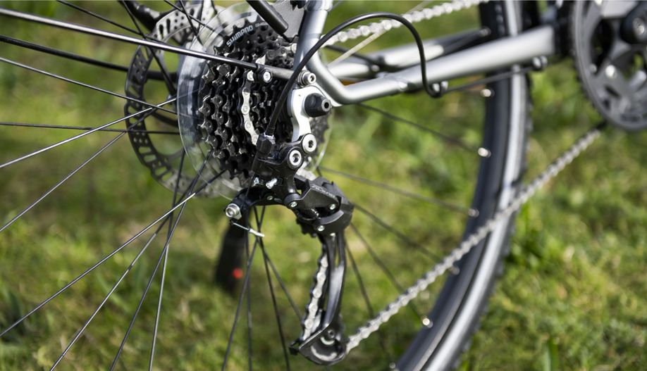 Achter derailleur van de Winora Domingo