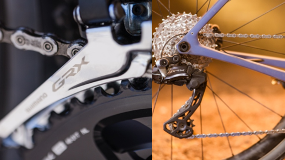 Voorderailleur en achterderailleur Shimano GRX RX826 Groepset