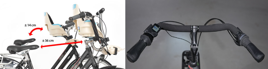 Bij grotere afstand tussen kinderzitje en zadel is er meer beweegruimte, gebogen stuur zorgt voor makkelijk bereik