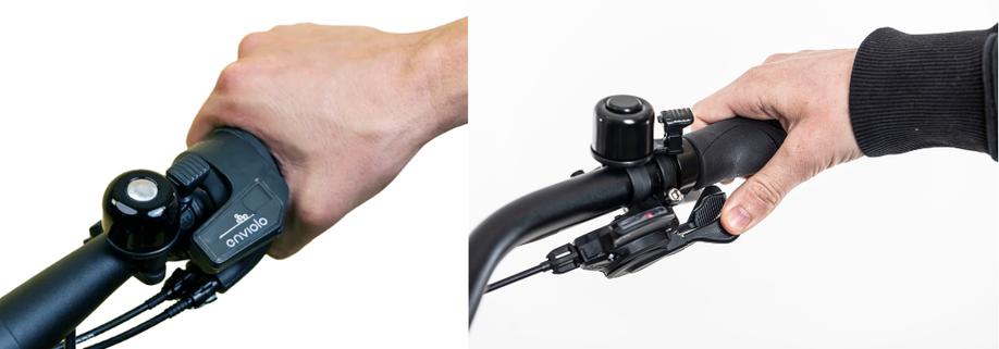 Een derailleurversnelling shifter en een naafversnelling shifter