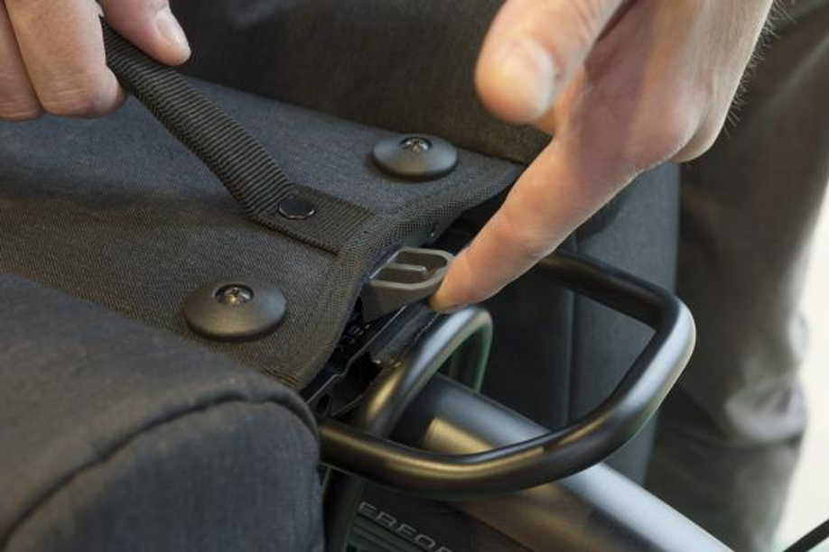 Fietstas op bagagedrager met Snap-it adapter