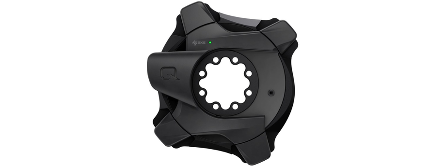 Zwarte spider powermeter met groen lampje en axs erop