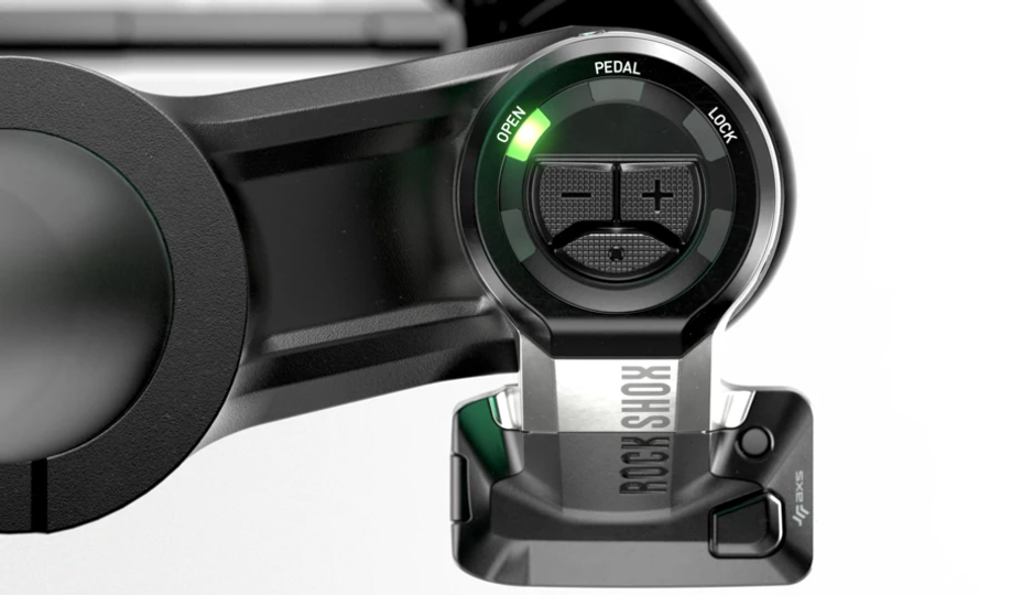 RockShox Flight Attendant vanaf bovenaf met groen lampje bij open