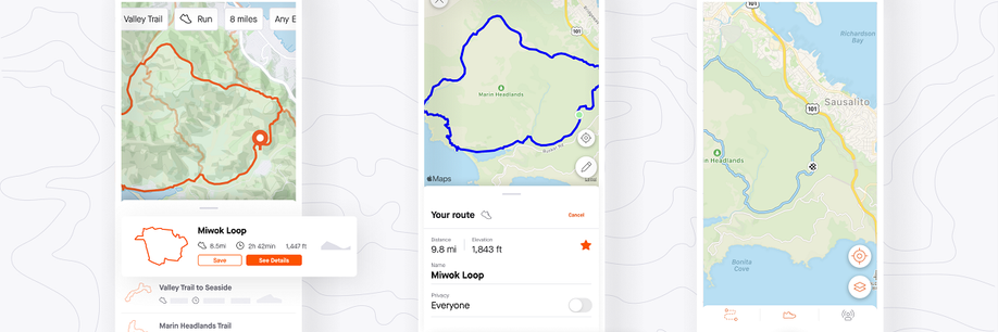 Verschillende Strava fietsroutes schermen met gegevens en opname