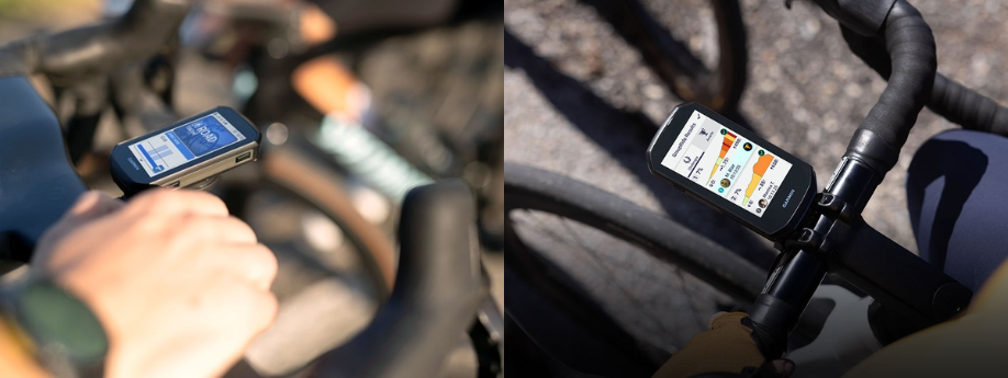 Garmin Edge 850 en 1050 met heldere kleurenschermen op twee racefietssturen