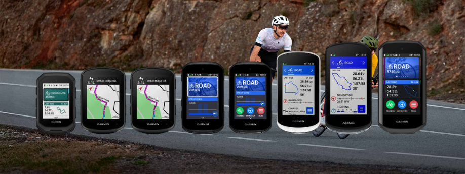 Garmin Edge MTB, 540, 850, 550, 850, Explore 2, 1040 en 1050 op een rij