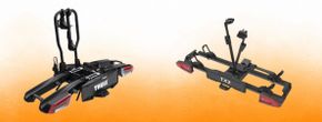 De Thule EasyFold 3 944 en de Spinder TX2L fietsendragers naast elkaar afgebeeld