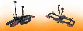 De Thule Epos 2 en de Spinder TX2L fietsendragers naast elkaar afgebeeld