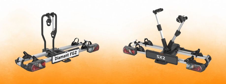 De Pro User Diamant FG2 en de Spinder SX2 fietsendragers naast elkaar afgebeeld
