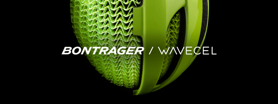 Bontrager / WaveCel helm waarbij de ene kant zonder buitenkant is en de andere kant met