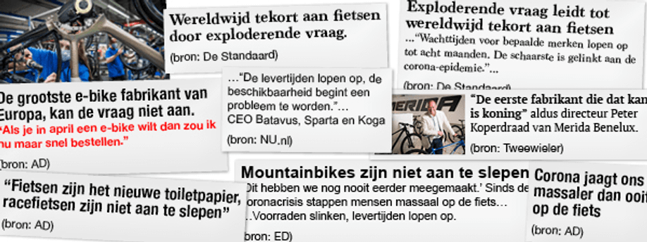 Kranten over schaarste in fietsenbranche