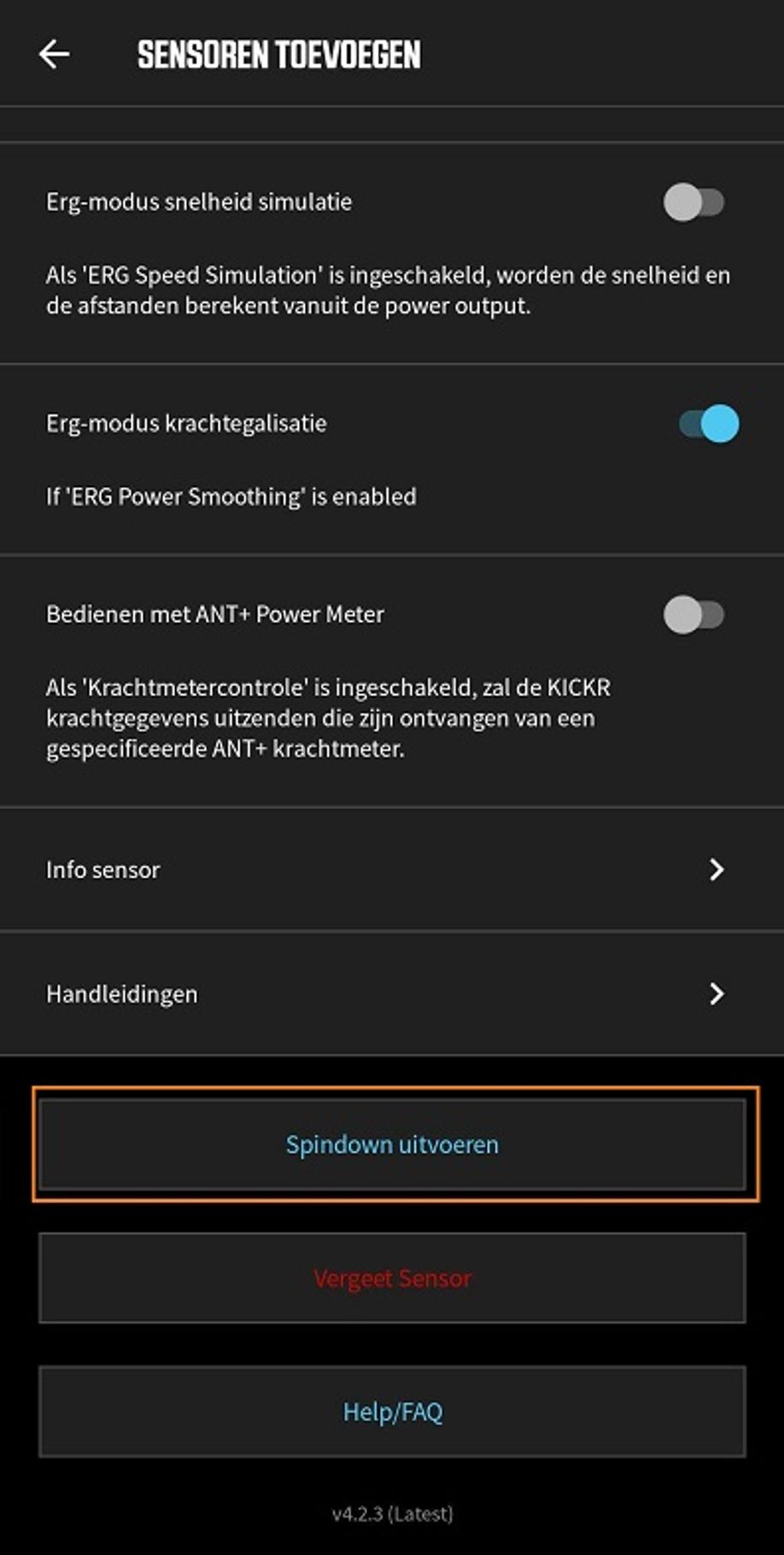 Wahoo Kickr Core kalibreren