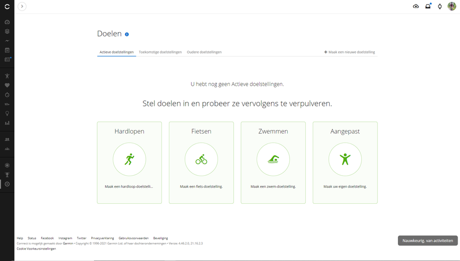 Doelstellingen van Garmin Connect