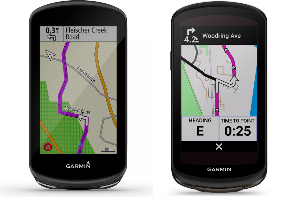 Navigatie van de Garmin Edge 1030 Plus ten opzicht van de Edge 1040