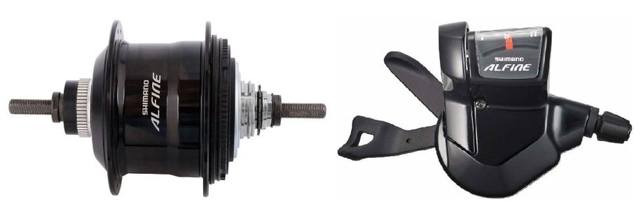 Shimano Alfine 11 versnellingsnaaf en shifter in zwart