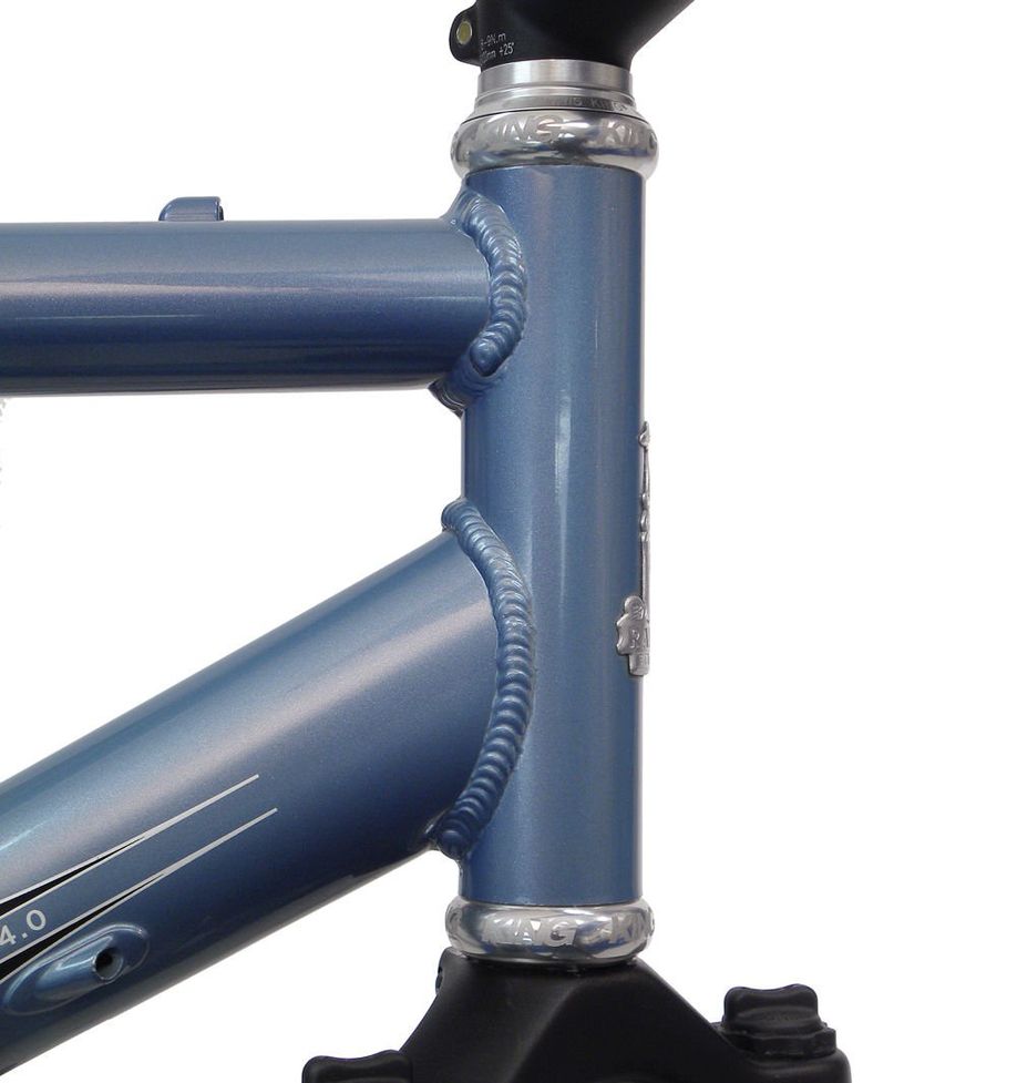 Traditioneel balhoofd op een fiets met blauw frame
