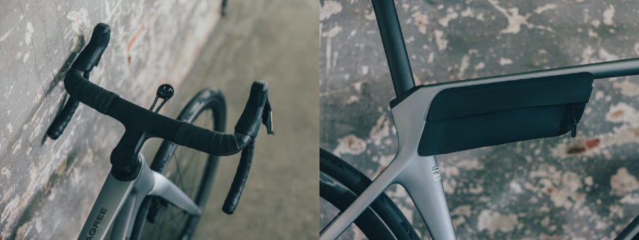 CUBE Agree C:62 SLX Grijs cockpit met houder en frametas