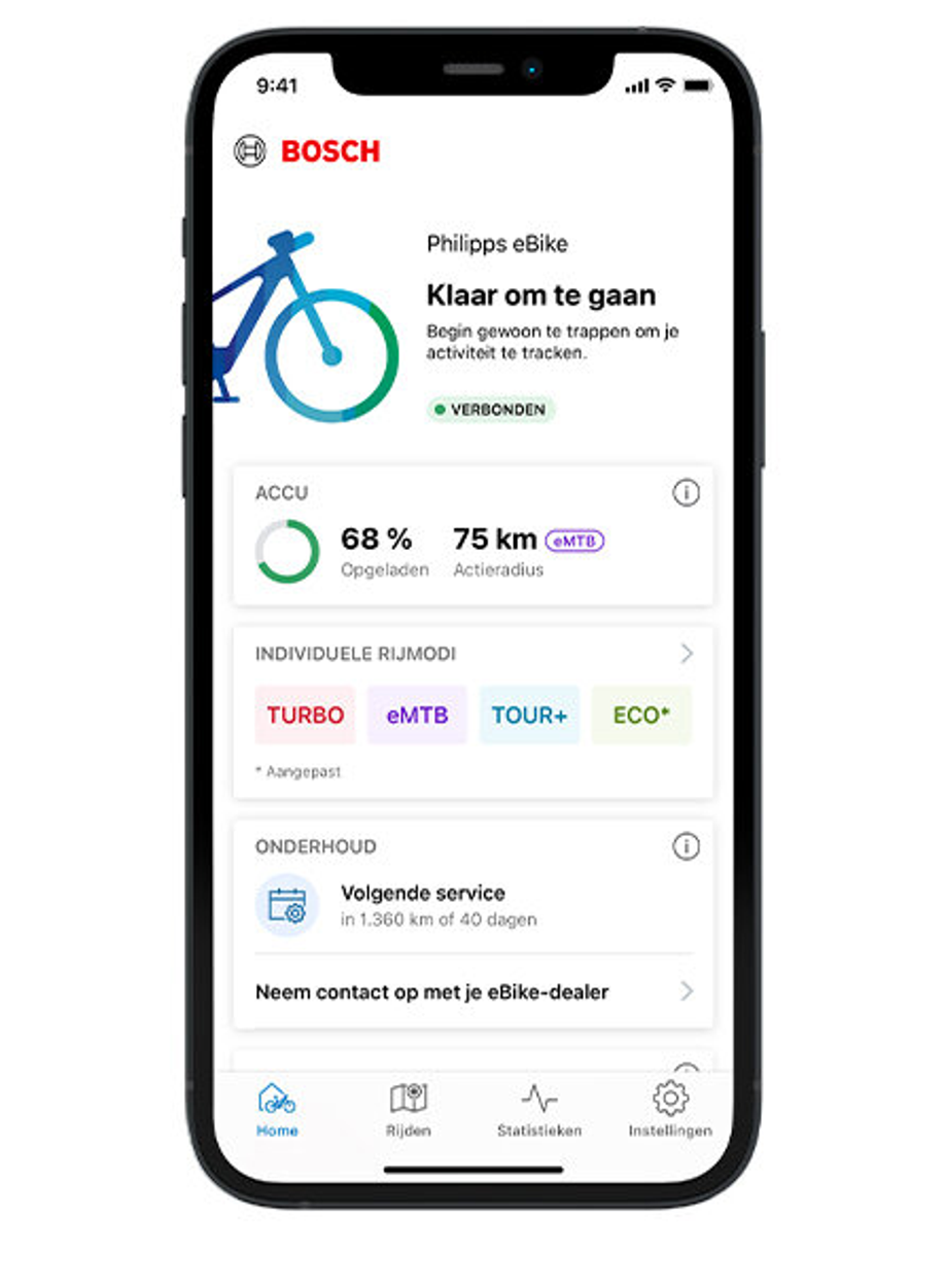 Bosch E-bike Flow app homescreen