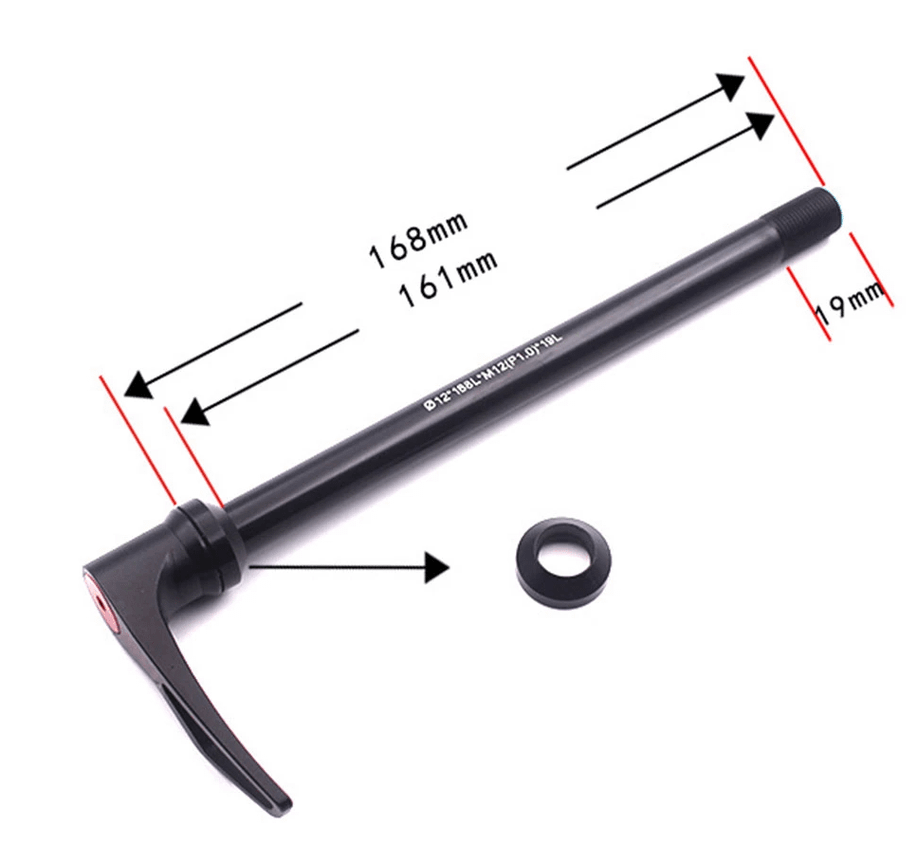 Lengte van een steekas met en zonder sluiting en 19 mm schroefdraad