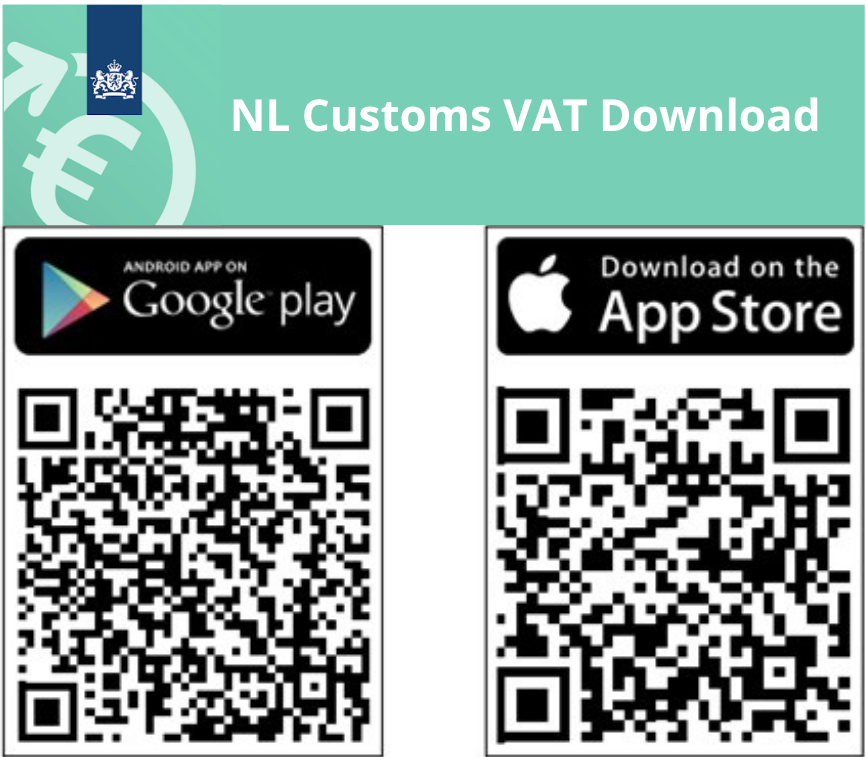 QR-codes voor het downloaden van de NL Customs VAT app