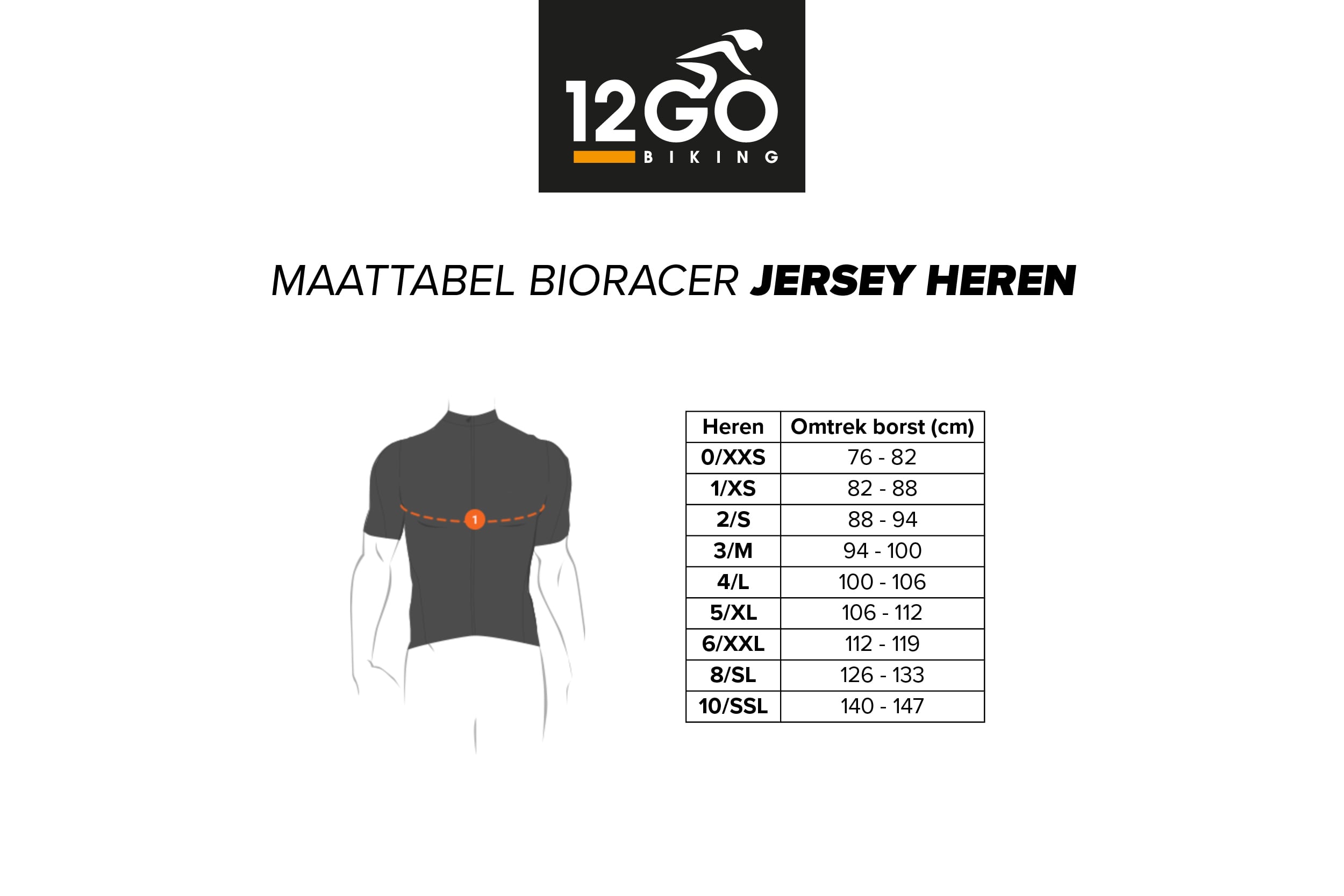 Maattabel bioracer heren shirt