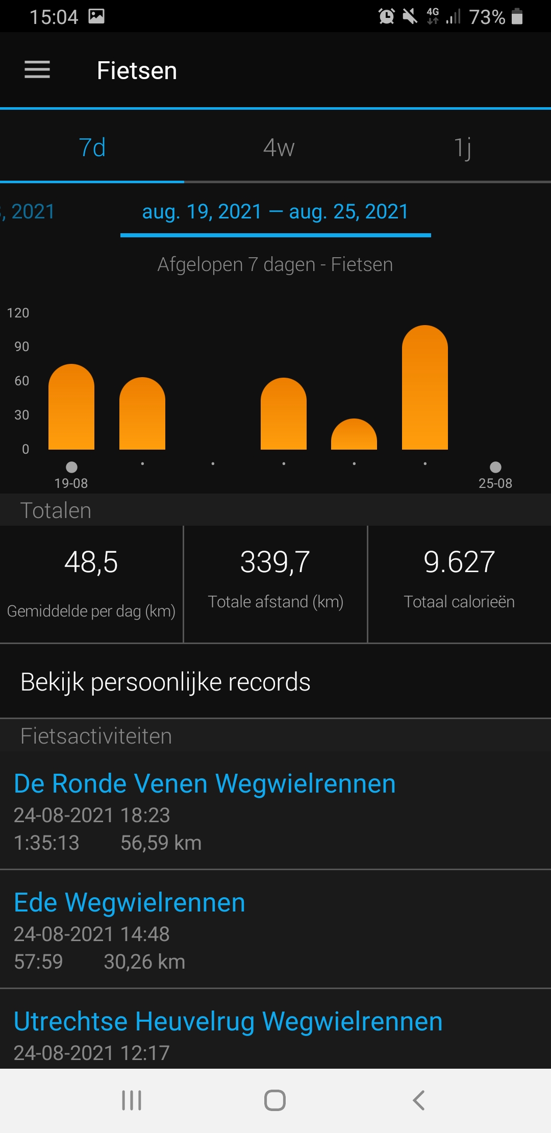 Garmin Connect activiteiten mobiel