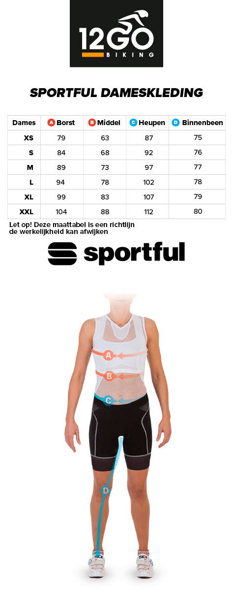 Sportful dames maattabel